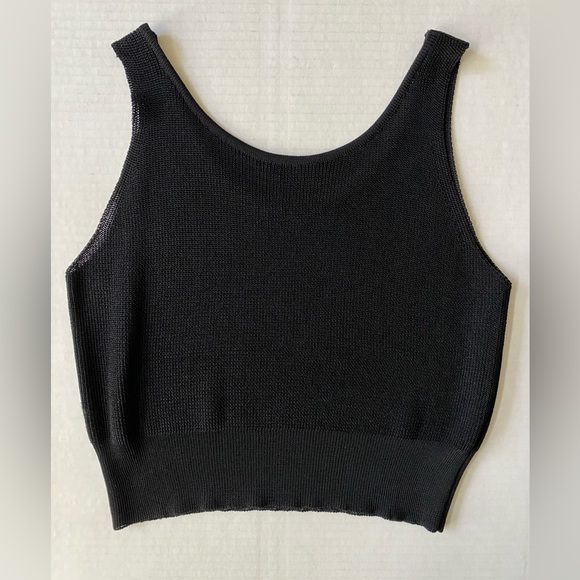 VTG Donna Karan New York Black Knit Cropped Vest Top Size M - Picture 3 of 9